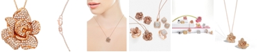 EFFY Collection Pav&eacute; Rose by EFFY&reg; Diamond Flower Pendant Necklace in 14k Rose Gold (1 1/3 ct. t.w.)